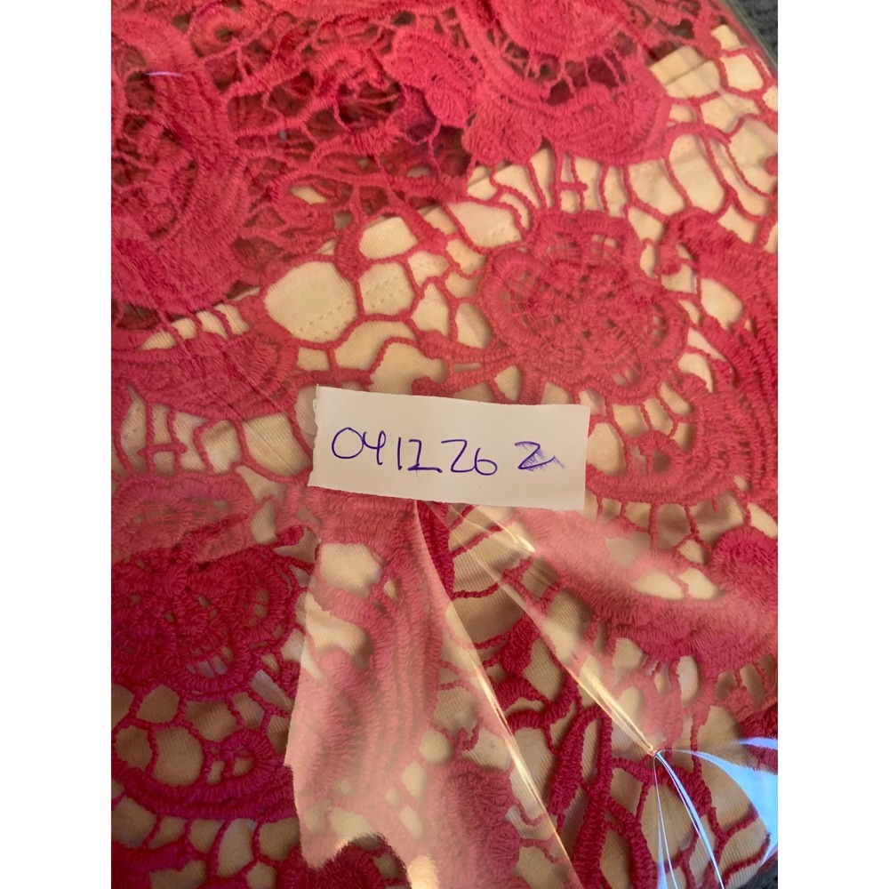 INC International Concepts Pink Floral Crochet Lace Mini Skirt Size 6 Scalloped - Picture 8 of 8